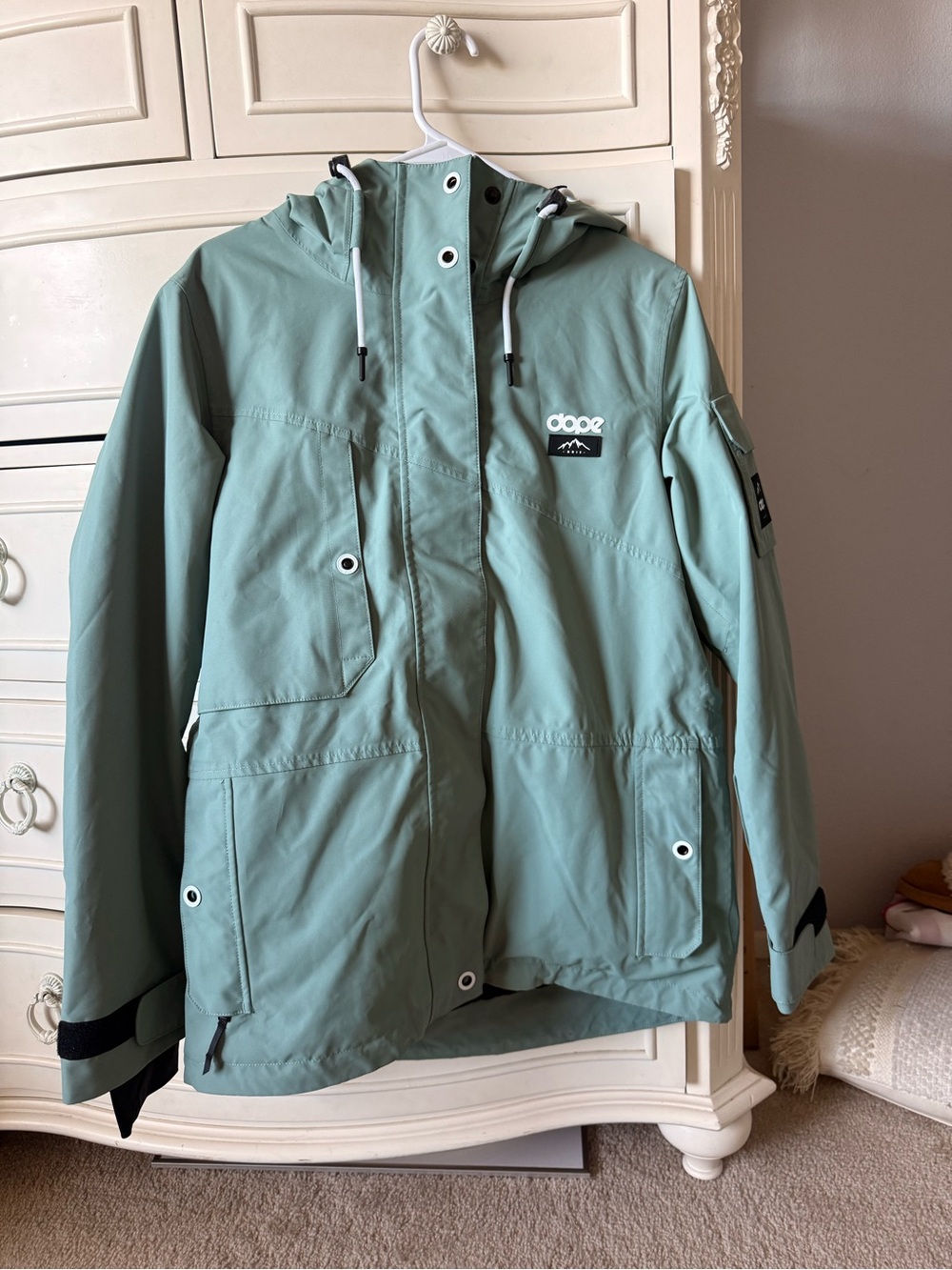 DOPE Mint Green Snow Jacket with Mountain Patch